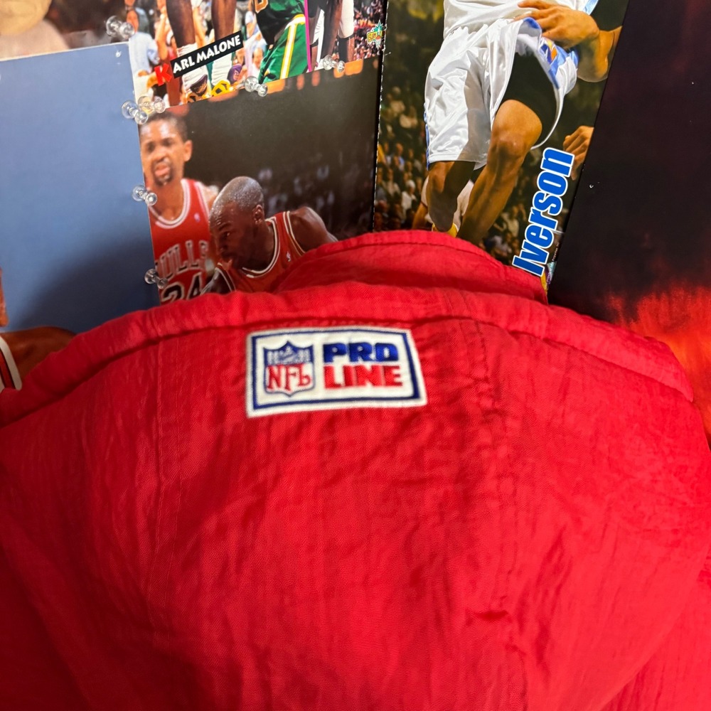 Vintage 90s Kansas City Chiefs Logo Athletic NFL Puffer Jacket Red Black Sz 2XL - Picture 10 of 13